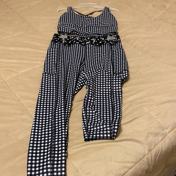 Checked Black & White Two Piece Athletic Works Top and Pants - Picture 9 of 15